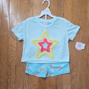 DOTS & DREAMS BRAND GIRL'S BLUE "STARS" SHORT SLEEVES SLEEP SHIRT & SHORTS XXS